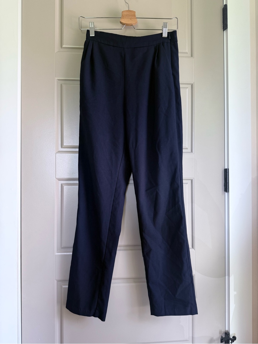 LULU'S lulus dark blue navy basic capsule work career straight pants trousers